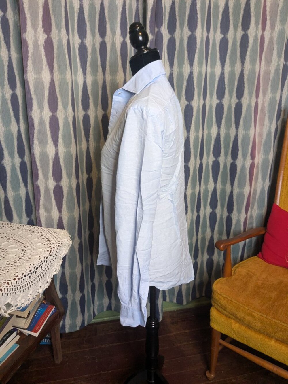 Boggi Milano Linen Cotton Tailored Fit Shirt Small Light Blue - Picture 2 of 6